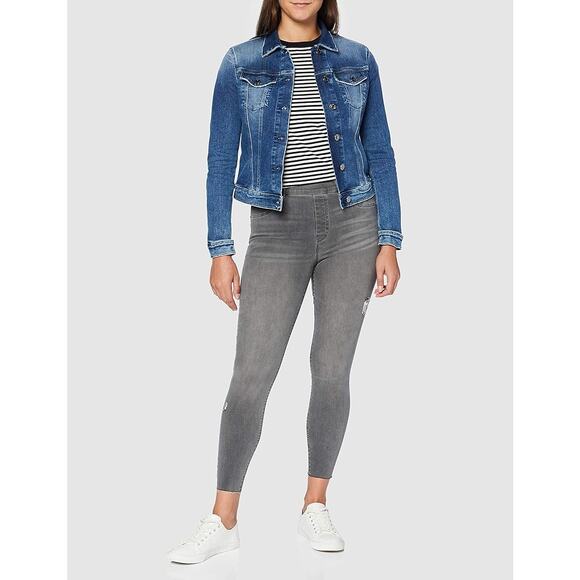 Spanx Gray Distressed Pull On Skinny Jean Jegging Raw Hem High Rise Medium - Picture 11 of 11